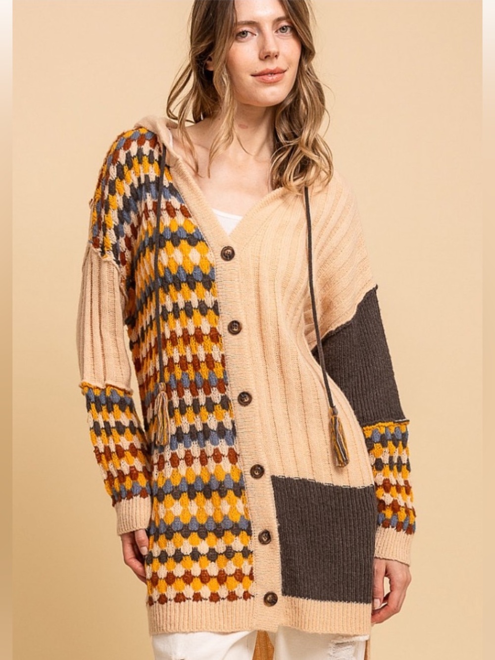 65 ❤️ BLUEVELVET high low hooded cardigan